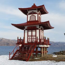 Vue à Hokkaido avec de la neige